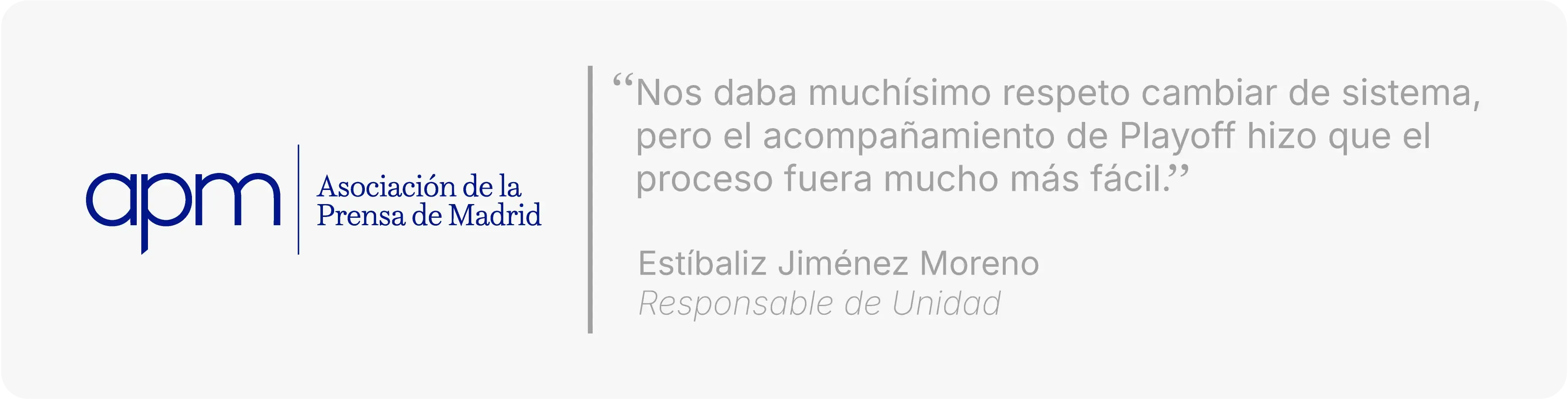 Caso de éxito APM al cambiar de software de gestión con Playoff